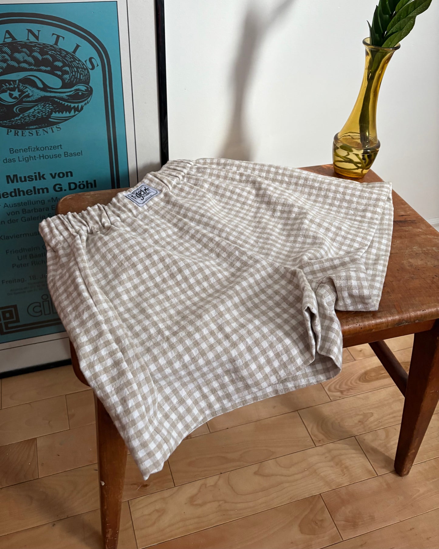 Checkered Linen Shorts