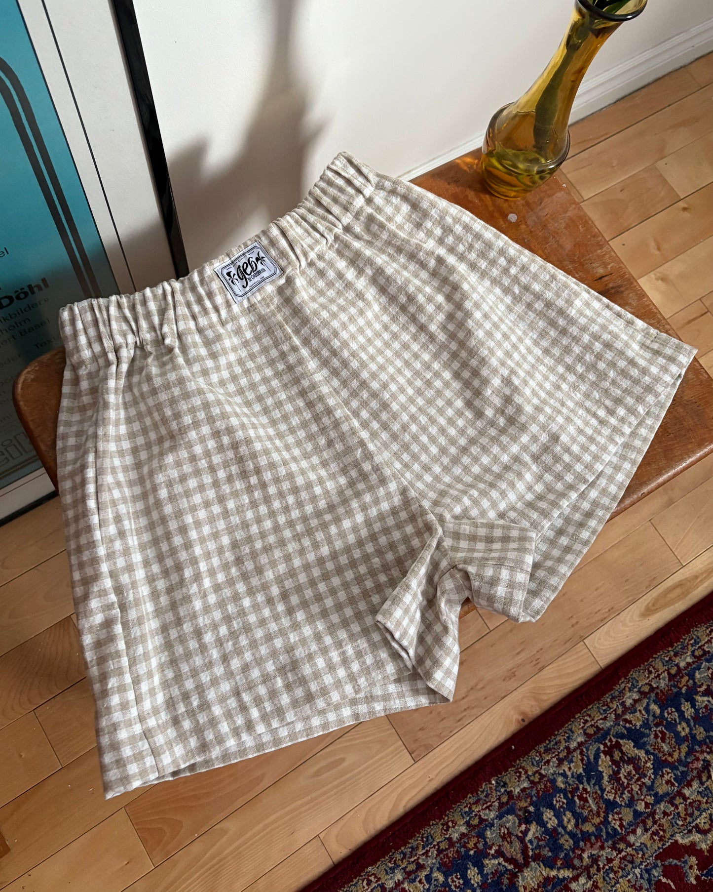 Checkered Linen Shorts